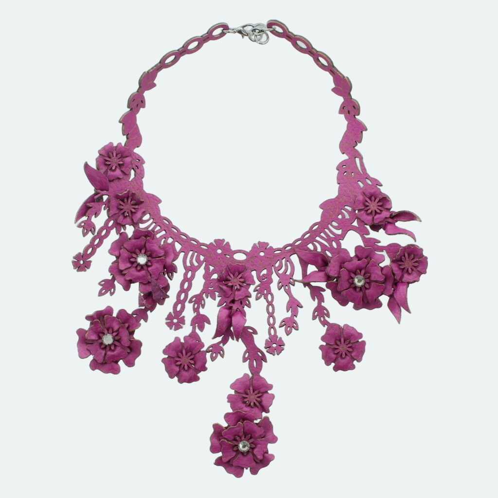 Almala - Leaves Necklace Fuxia