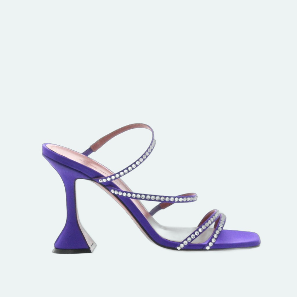 Amina Muaddi - Naima Crystal Satin Purple