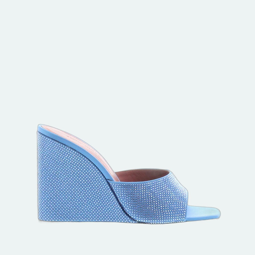 Amina Muaddi - Lupita Crystal Wedge Baby Blue