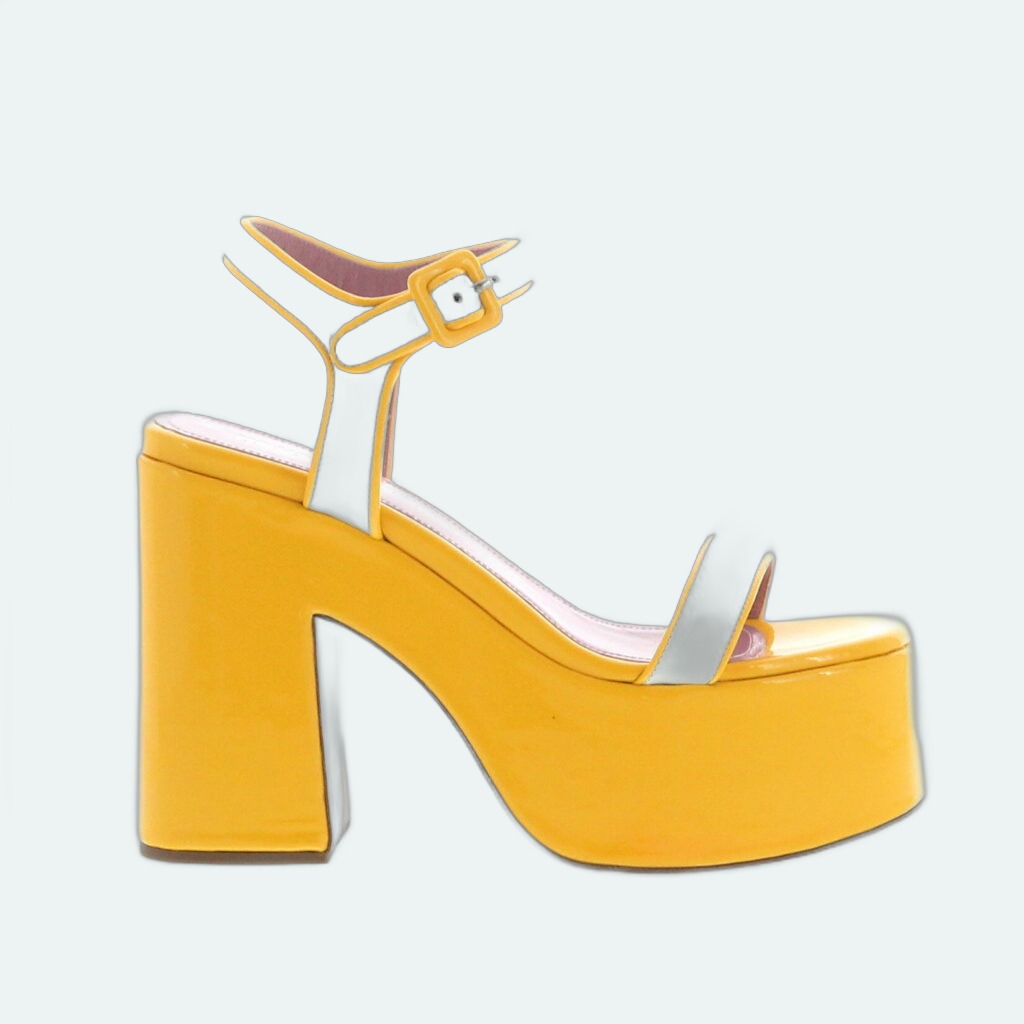 Haus Of Honey - Lacquer Doll Sandal - White / Yellow