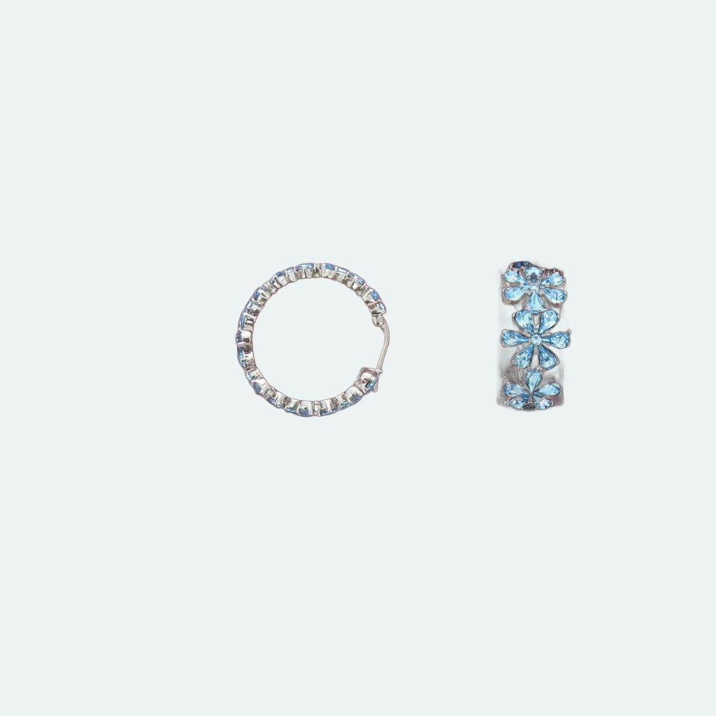Amina Muaddi - Lily Hoop Earrings Aquamarine