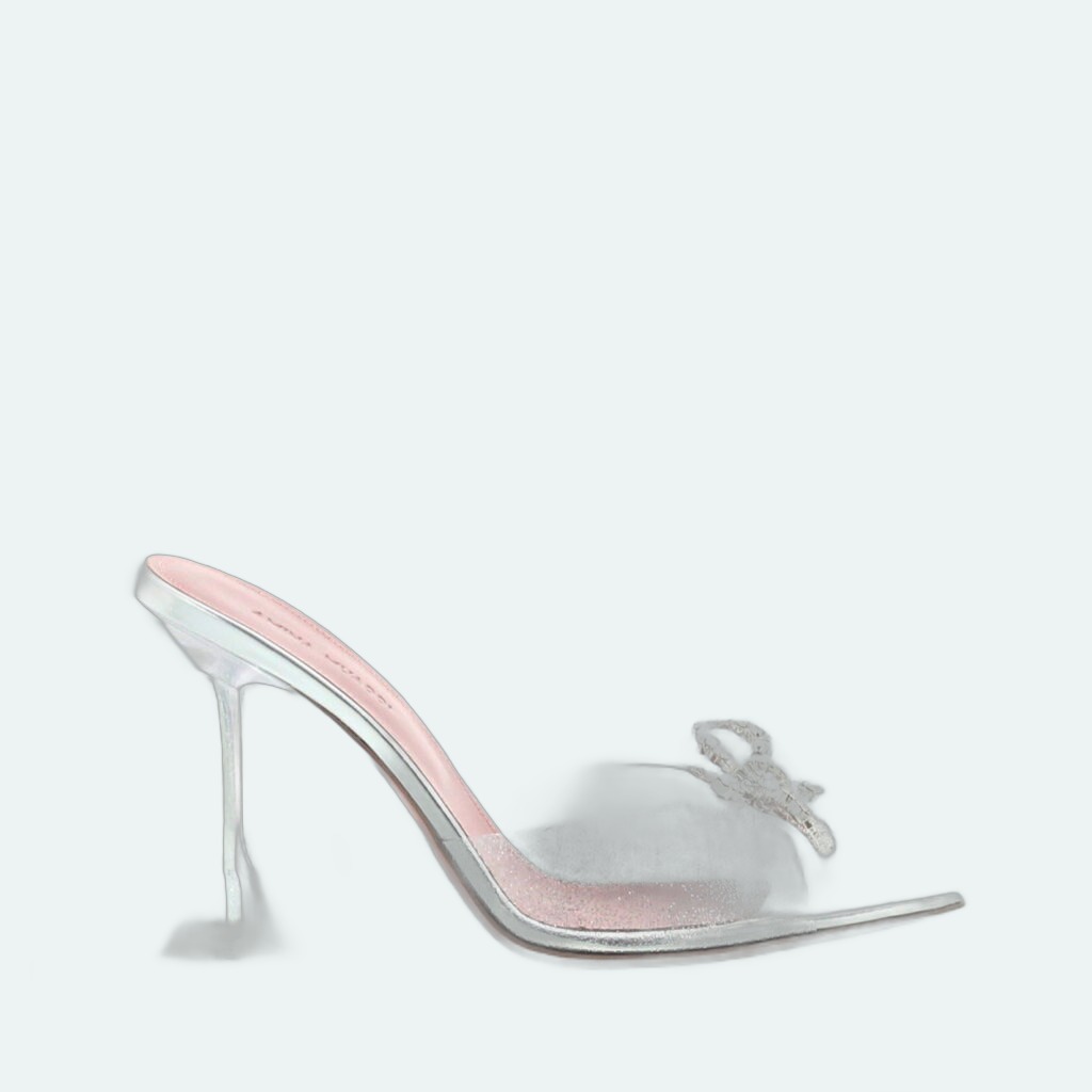Amina Muaddi - Rosie Glass Slipper - Glitter Silver