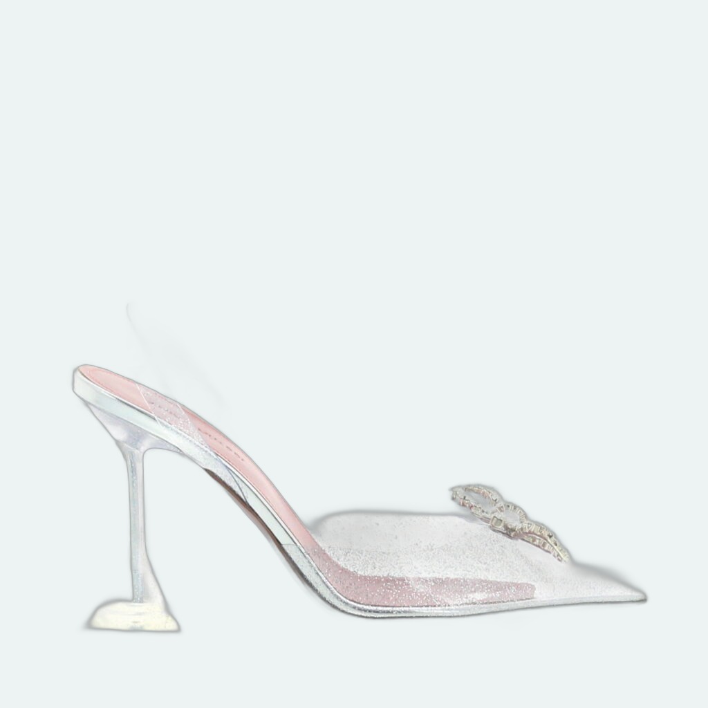 Amina Muaddi - Rosie Glass - Glitter Silver