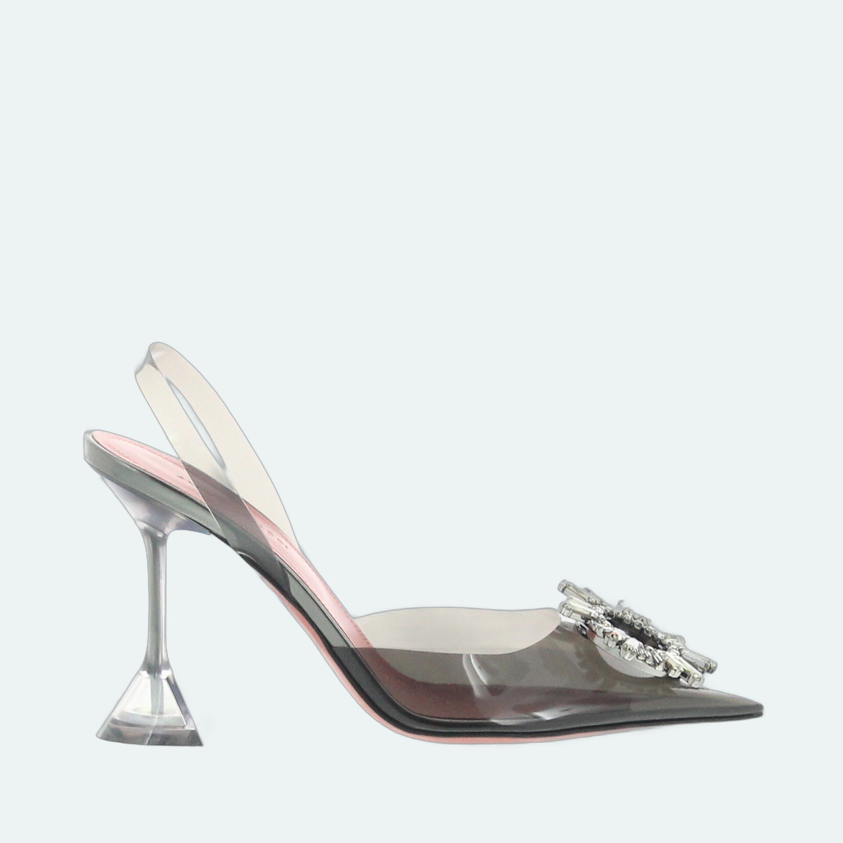 Amina Muaddi - Begum Glass Dark Grey - Image 1