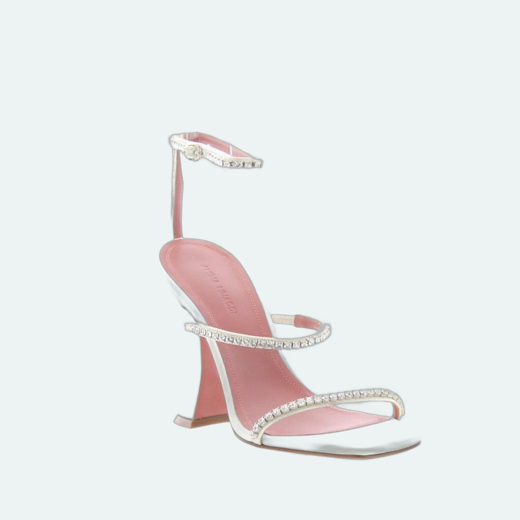 Amina Muaddi - Gilda Sandal Satin White