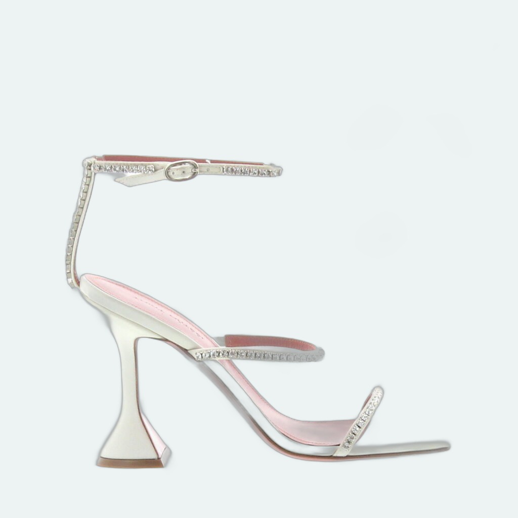 Amina Muaddi - Gilda Sandal Satin White