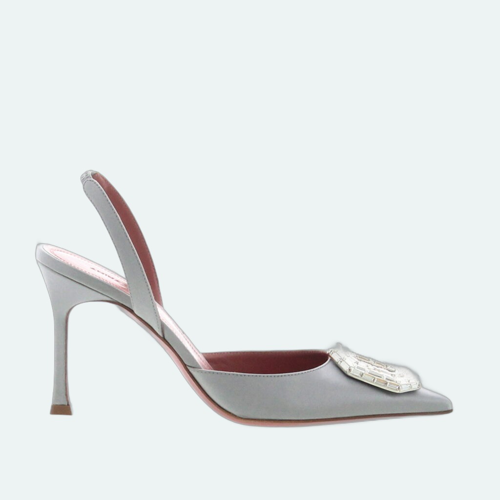 Amina Muaddi - Camelia Sling 90 - Steel