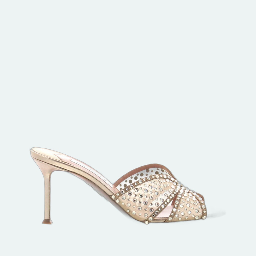 Aquazzura - Crystal Lover Mule 75 - Light Copper