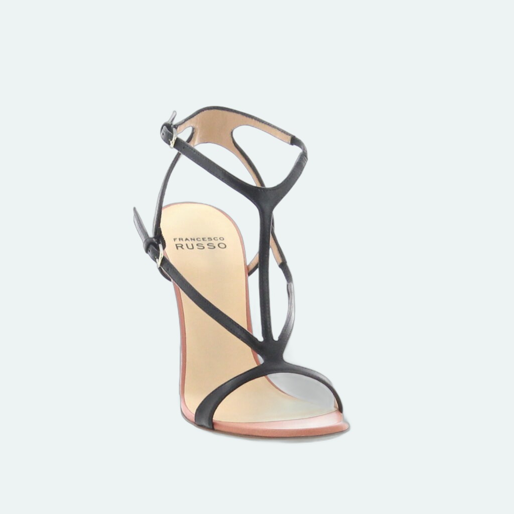 Francesco Russo - T-Bar Straps Sandal - Black