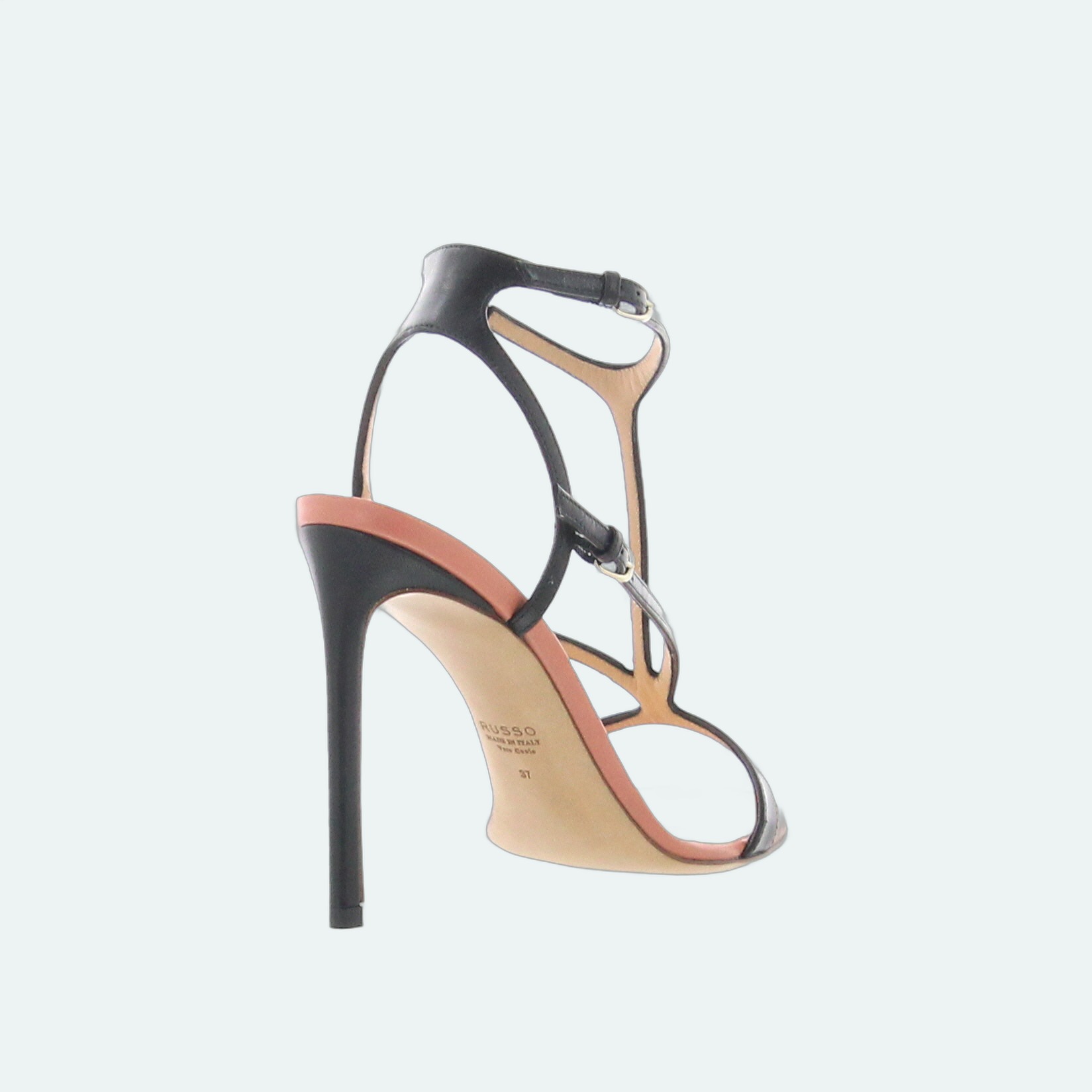 Francesco Russo - T-Bar Straps Sandal - Black - Image 3