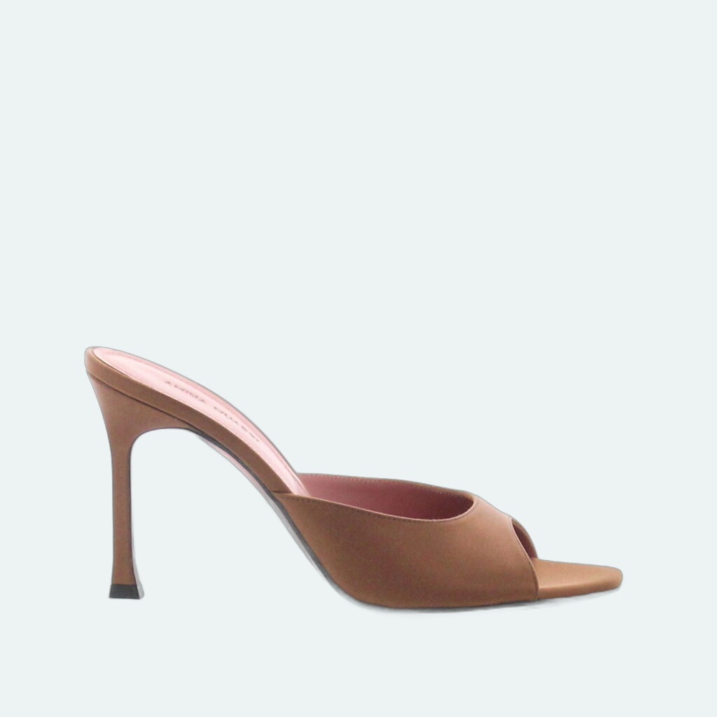 Amina Muaddi - Alexa Slipper - Satin Mocha