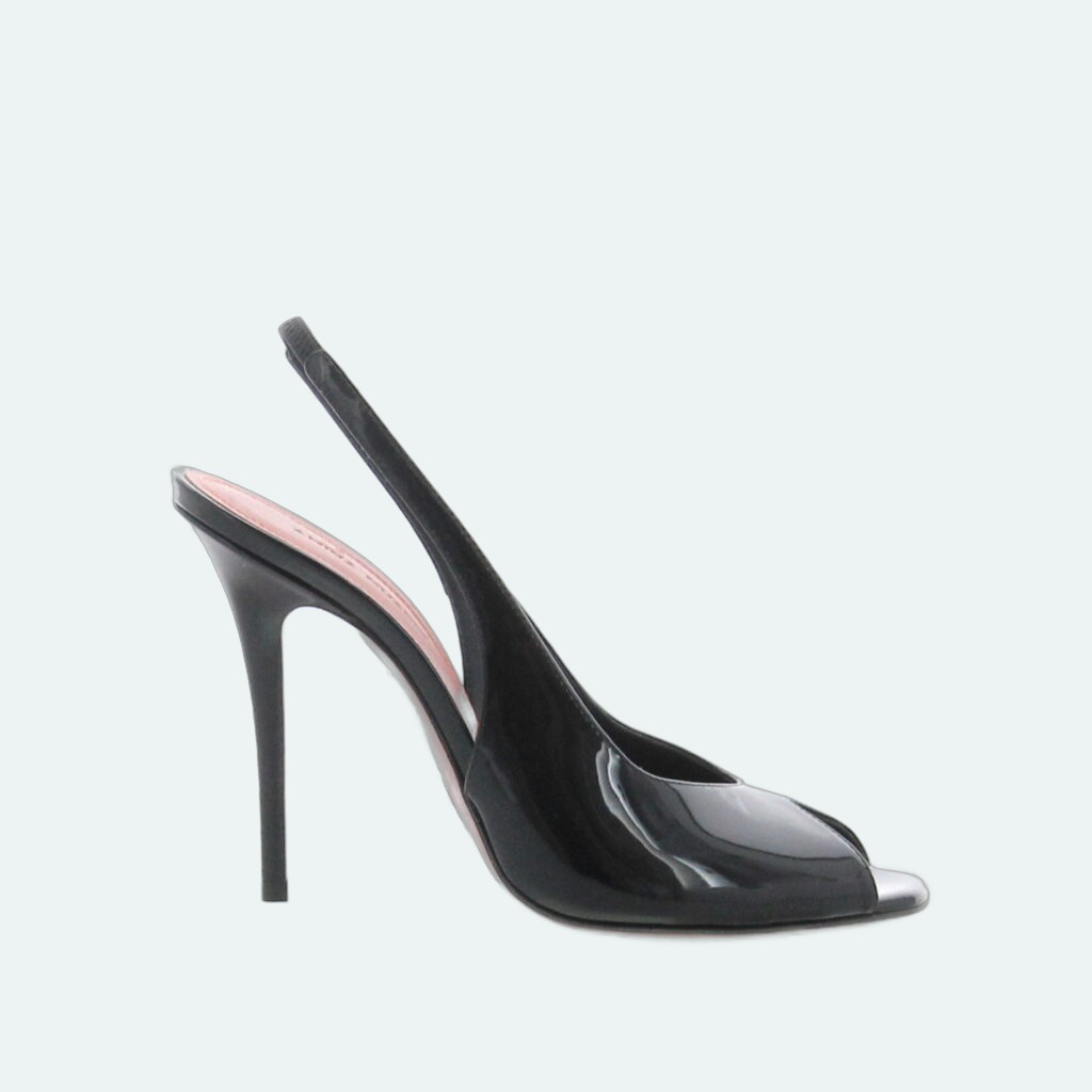 Amina Muaddi - Kristina Sling - Patent Black