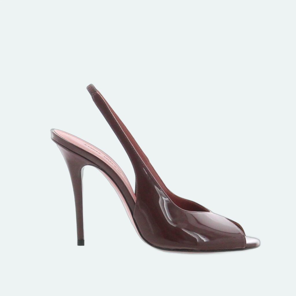 Amina Muaddi - Kristina Sling - Patent Chocolate
