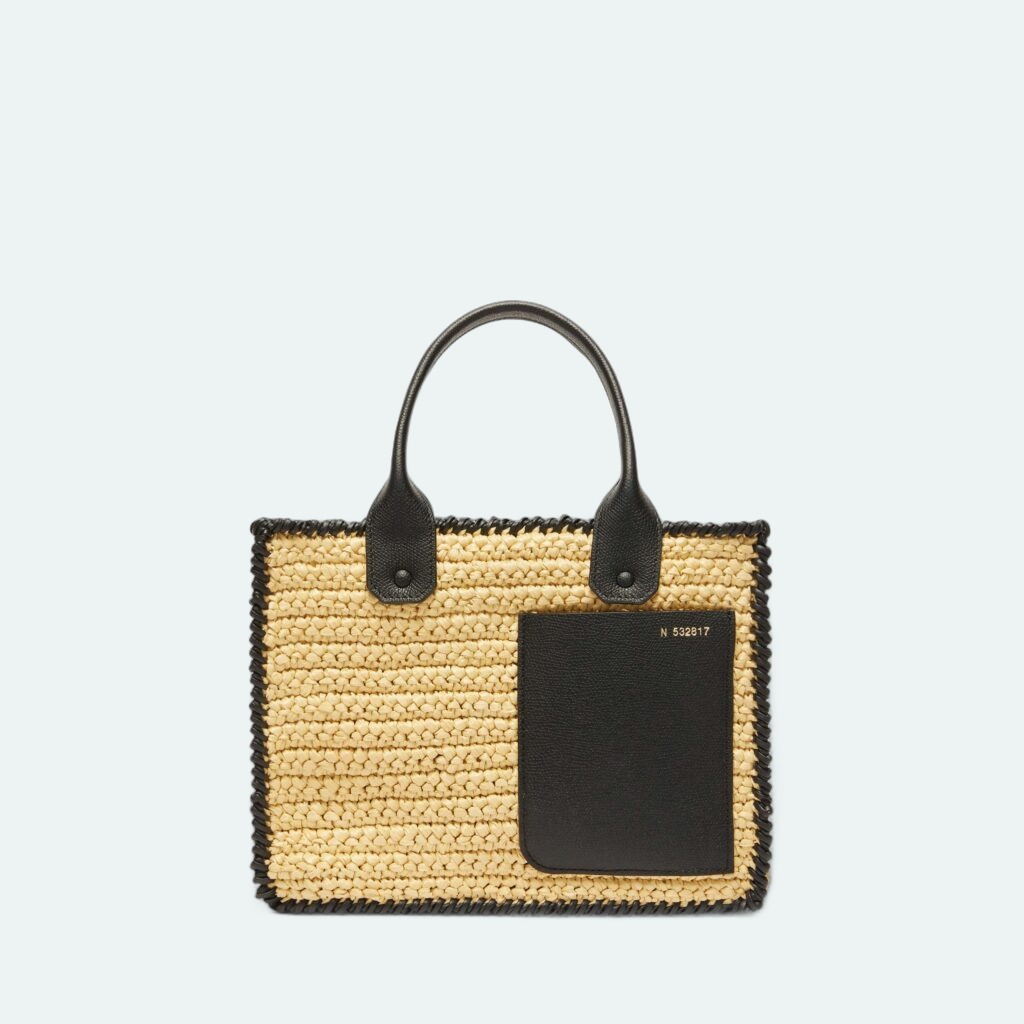 Valextra - Mini Soft Tote Raffia Crochet - Natural