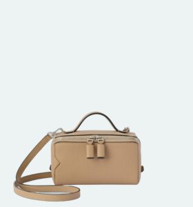 Valextra - V Line Crossbody Vanity Bag - Beige Chachemire - Image 1