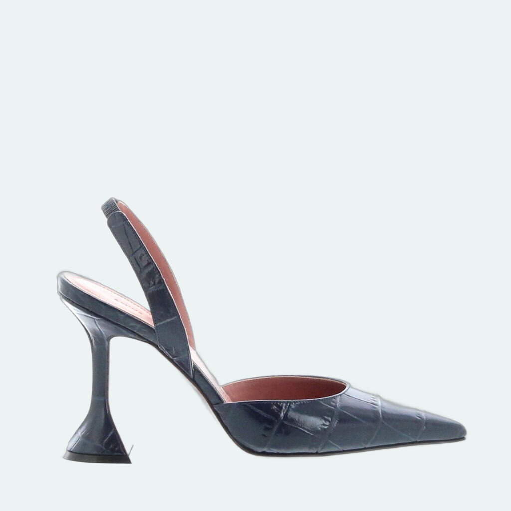 Amina Muaddi - Holli Slingback - Navy Croc