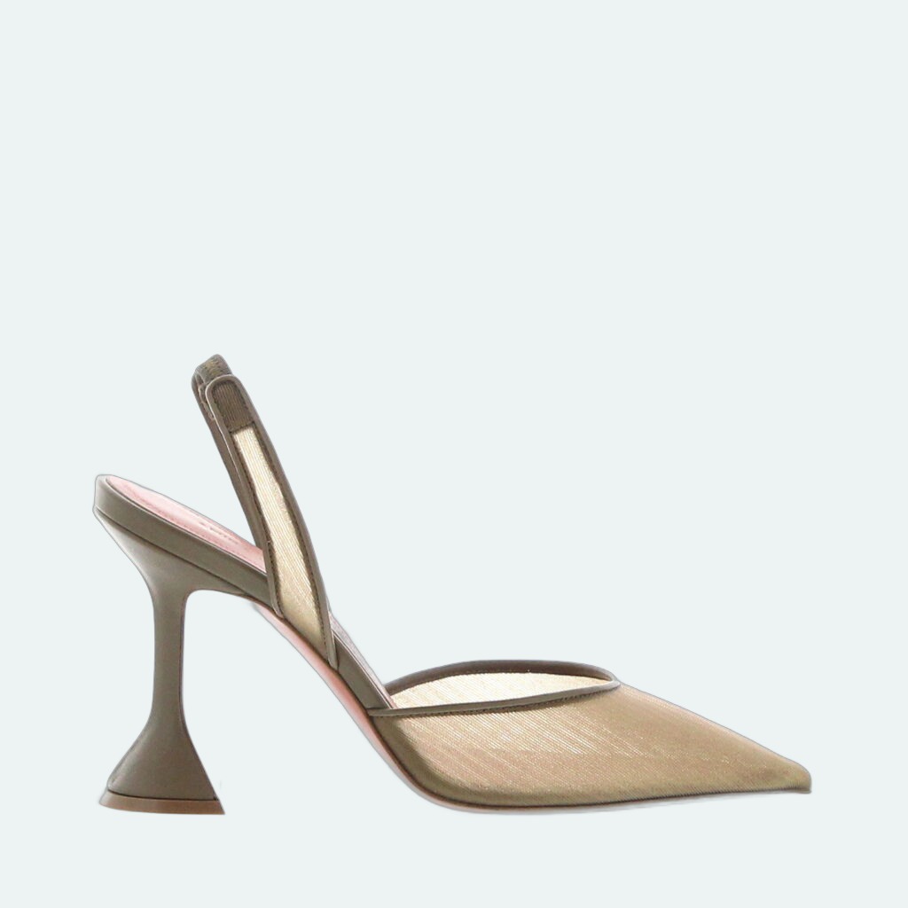 Amina Muaddi - Holli Slingback - Mesh Taupe