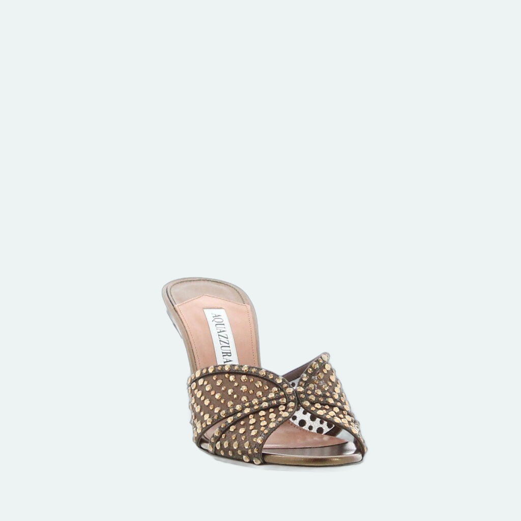 Aquazzura - Crystal Lover Mule 75 - Espresso