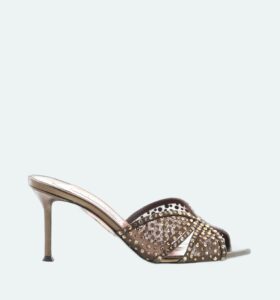 Aquazzura - Crystal Lover Mule 75 - Espresso - Image 1
