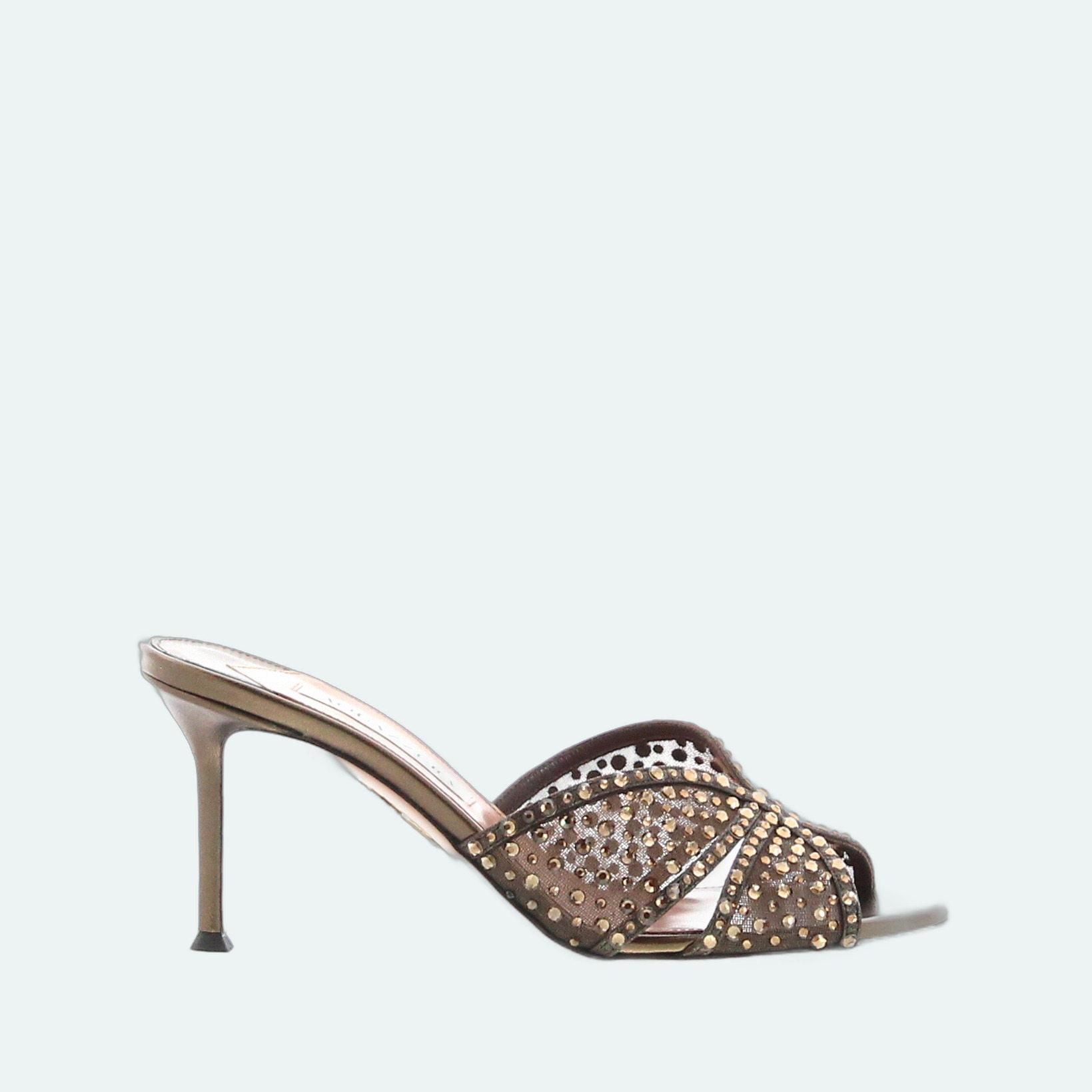 Aquazzura - Crystal Lover Mule 75 - Espresso - Image 1