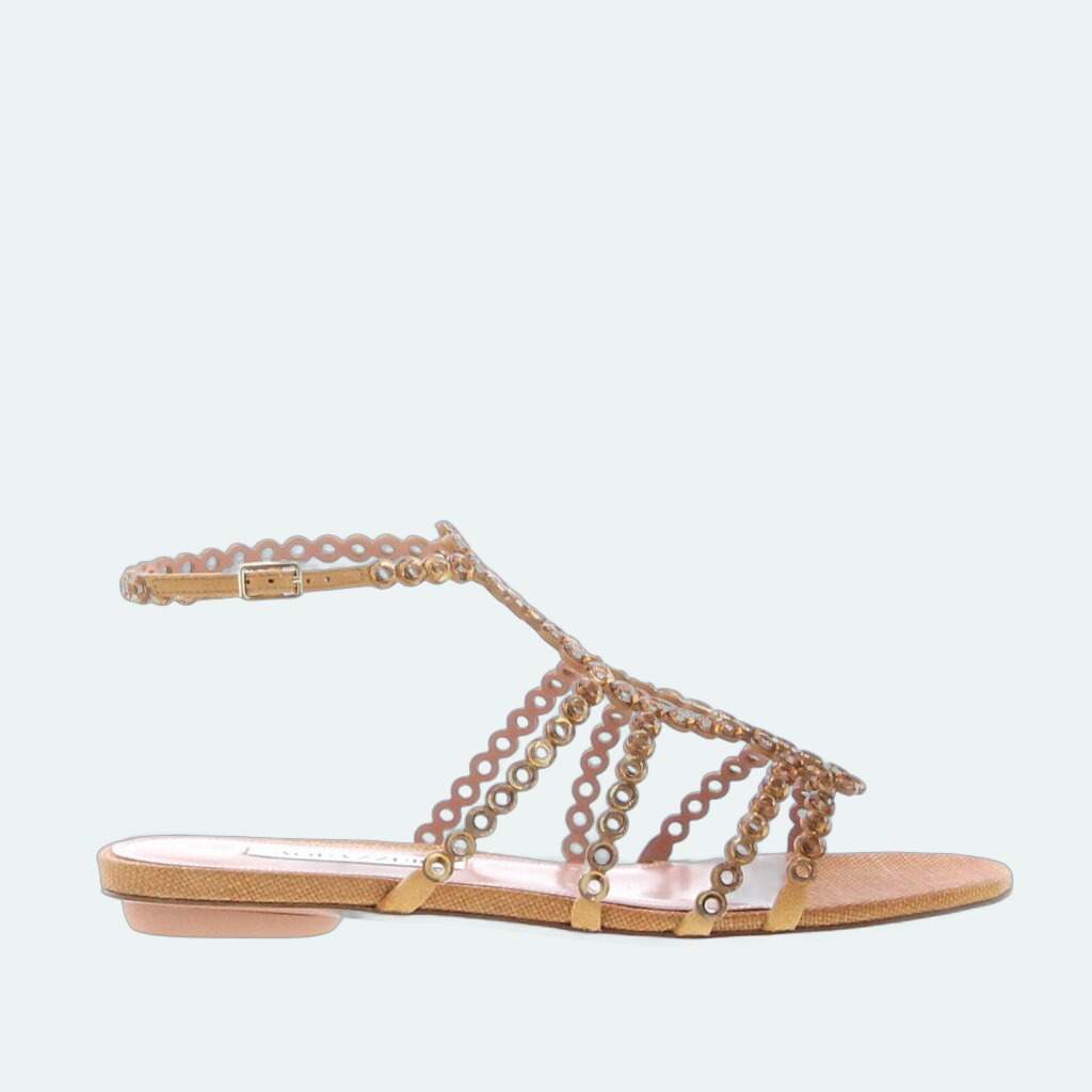Aquazzura - Mooncrush Sandal Flat - Cognac