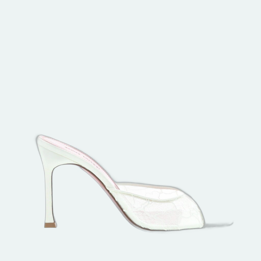 Amina Muaddi - Alexa Slipper - Lace Ivory