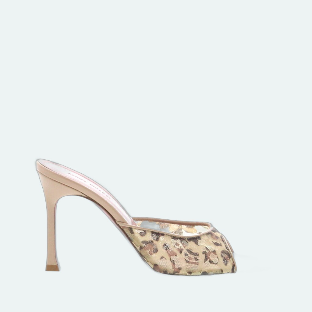Amina Muaddi - Alexa Slipper - Lace Leopard
