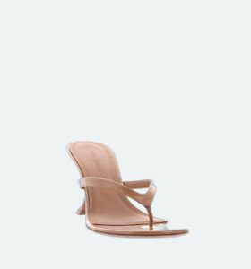 Amina Muaddi - Juliette Thong 70 - Patent Latte - Image 2