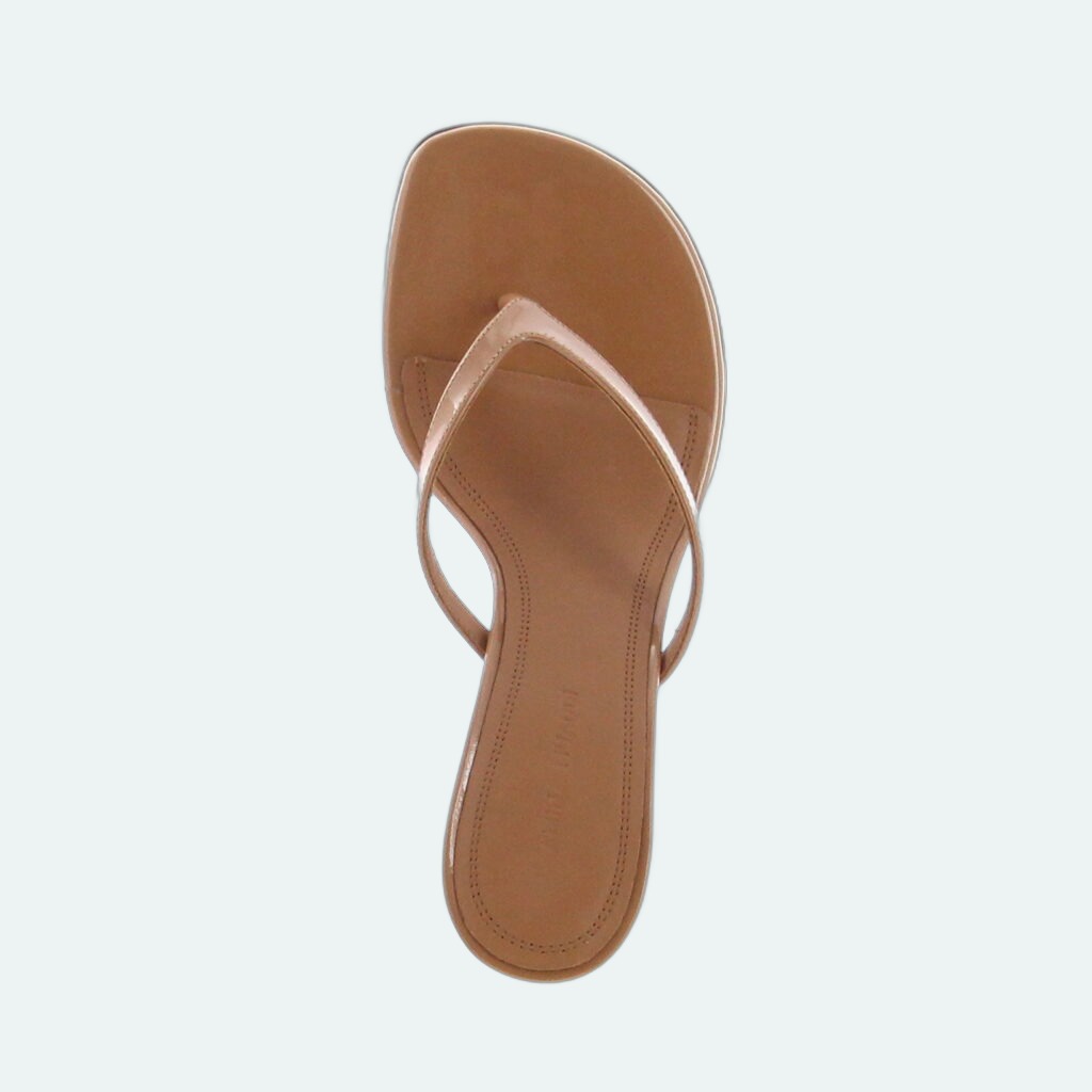 Amina Muaddi - Juliette Thong 70 - Patent Latte