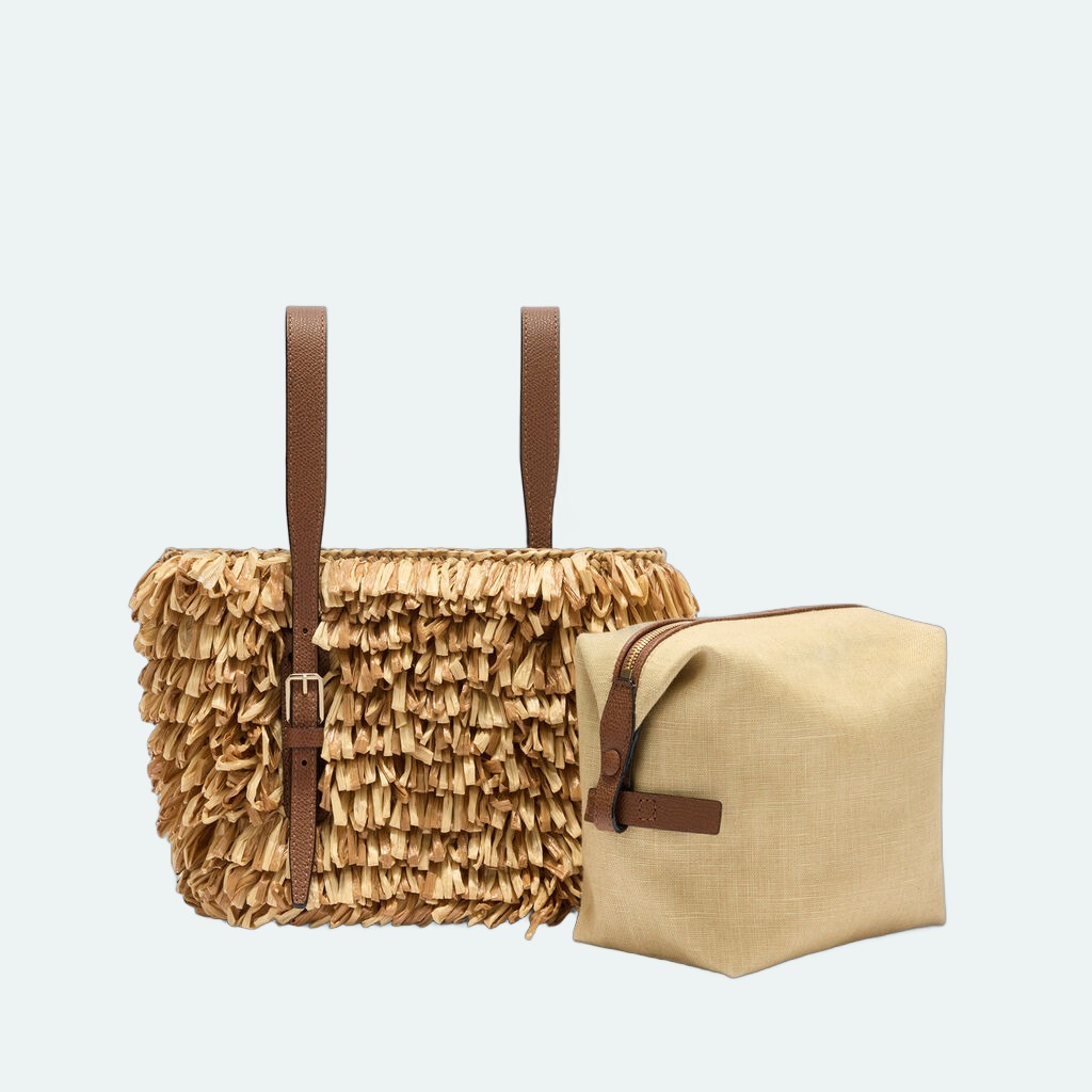 Valextra - Wavy Raffia Bucket Bag - Beige
