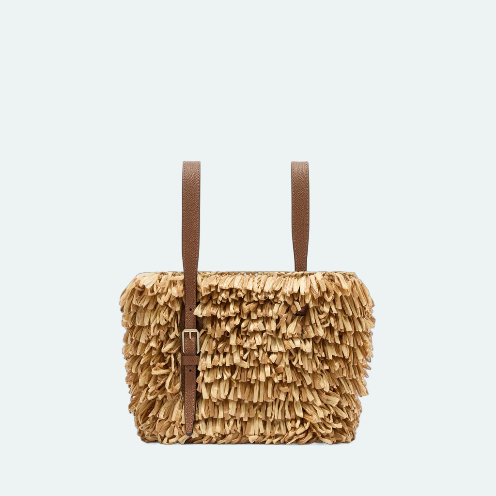 Valextra - Wavy Raffia Bucket Bag - Beige