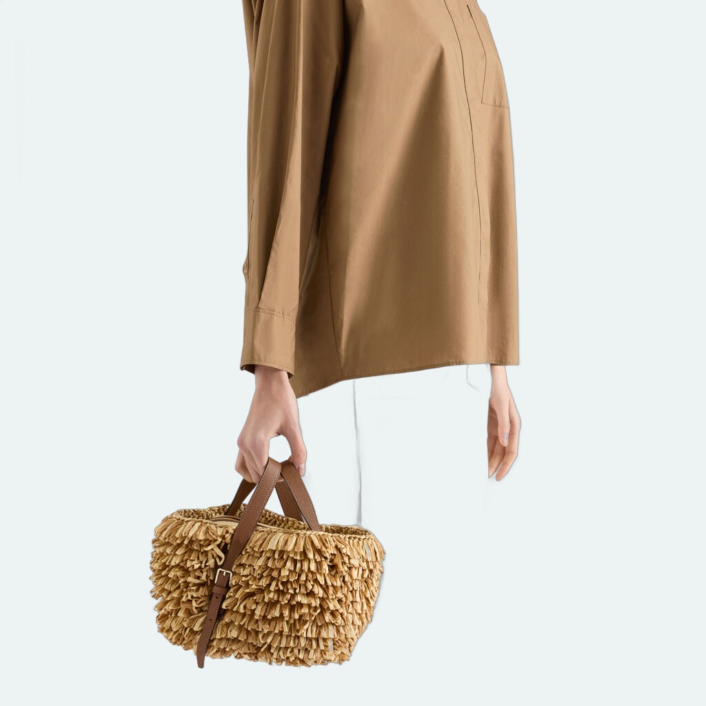 Valextra - Wavy Raffia Bucket Bag - Beige