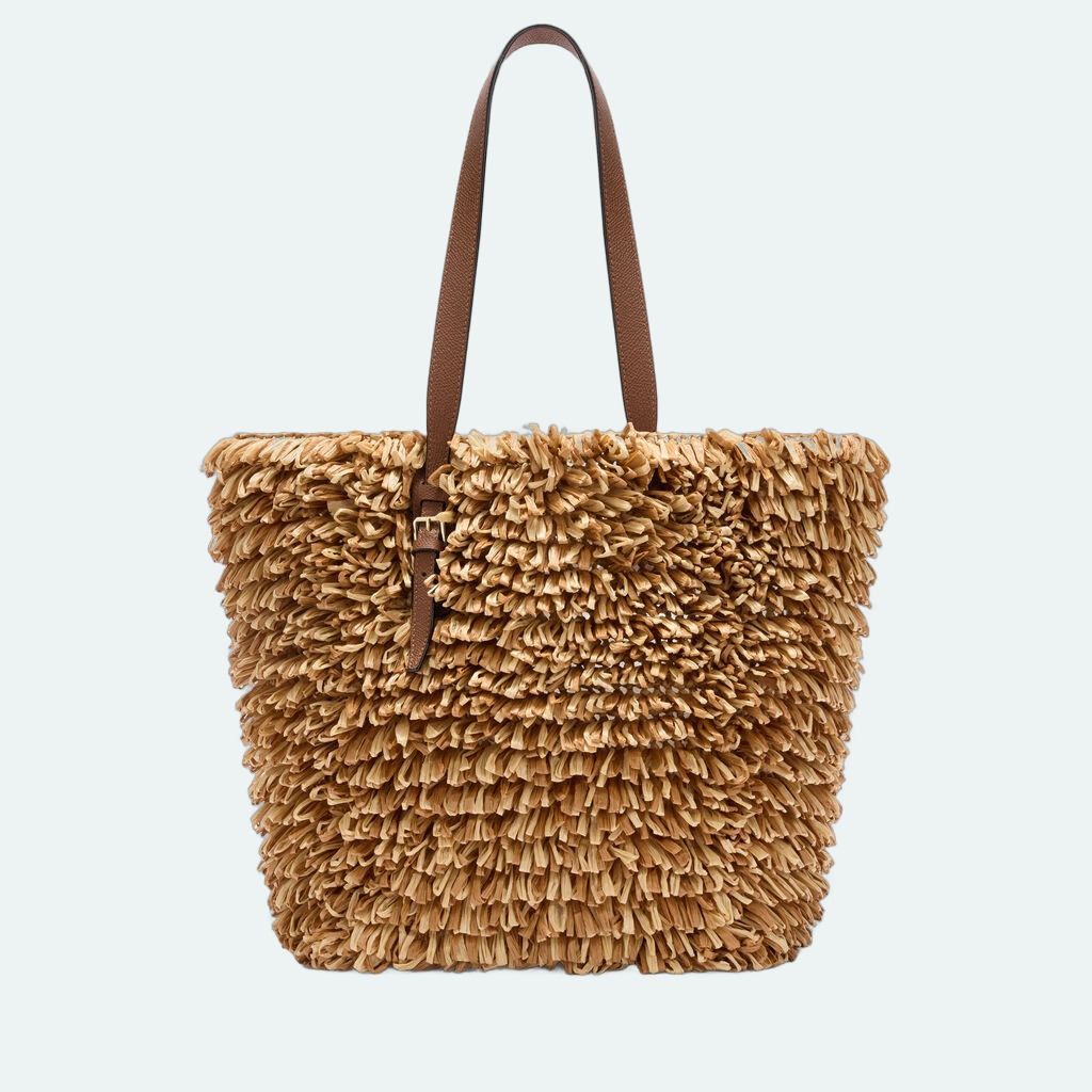 Valextra - Wavy Raffia Tote Bag - Beige