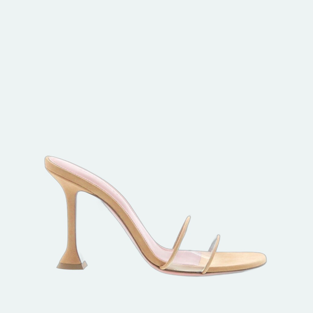 Amina Muaddi - Andreea Slipper 95 - Clear + Latte