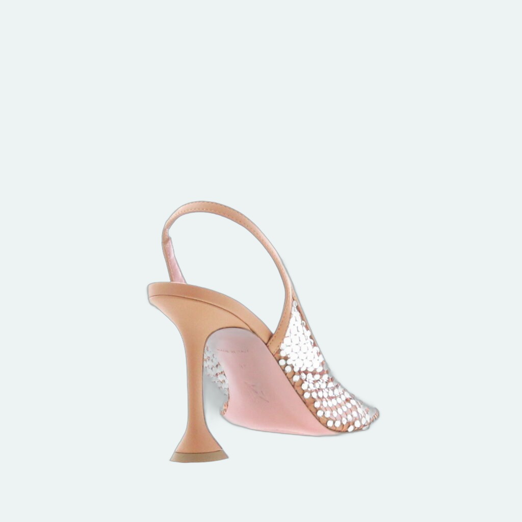 Amina Muaddi - Dolly Crystal Sling 95 - Latte