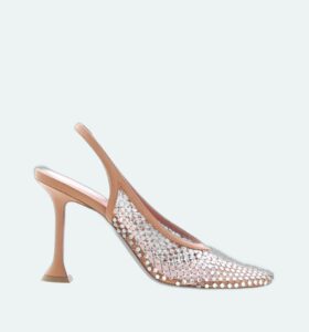 Amina Muaddi - Dolly Crystal Sling 95 - Latte - Image 1