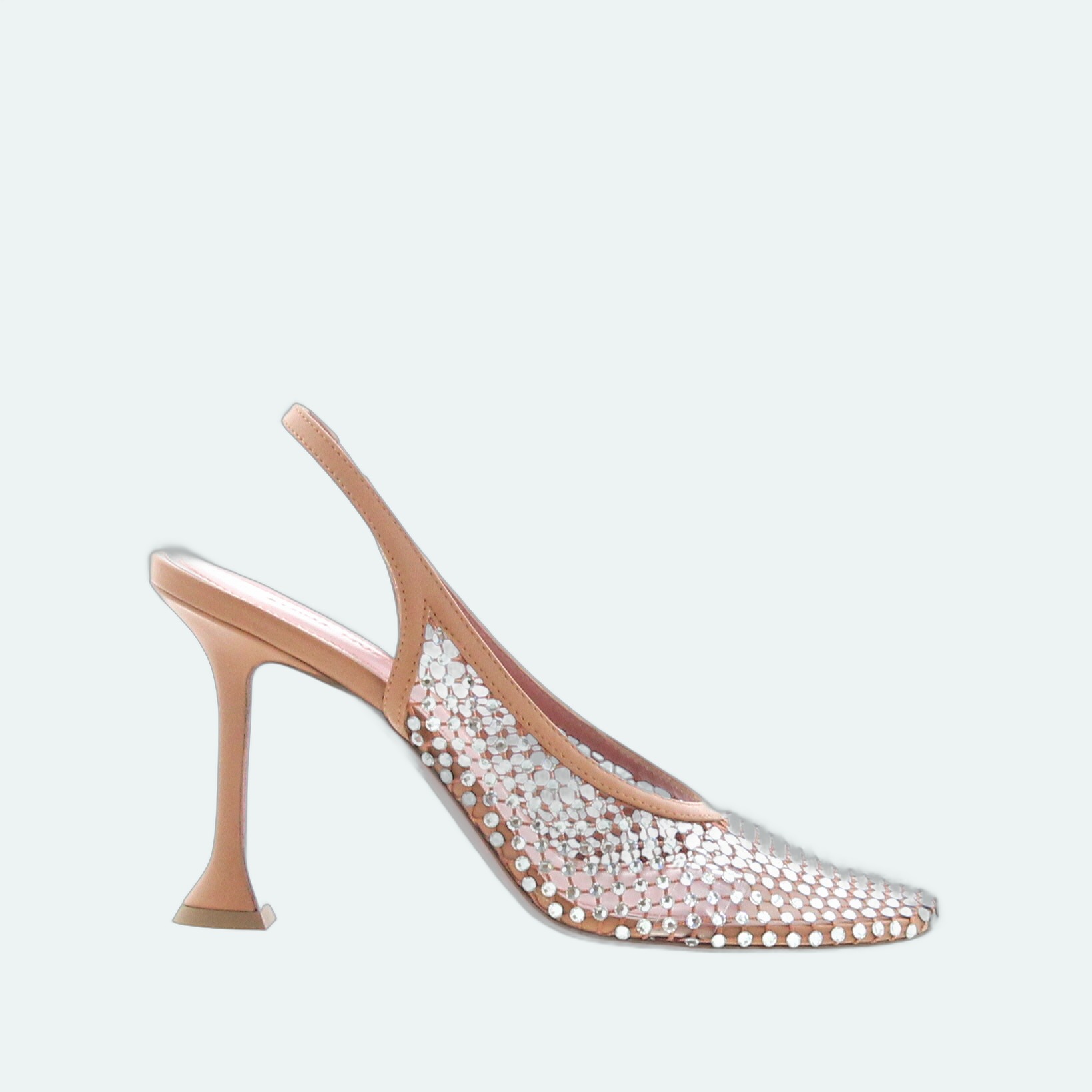 Amina Muaddi - Dolly Crystal Sling 95 - Latte - Image 1