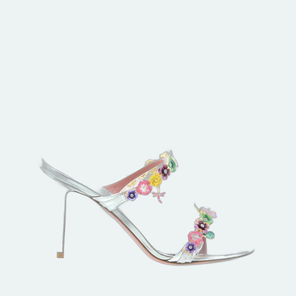 Amina Muaddi - Vittoria Slipper 90 - Silver