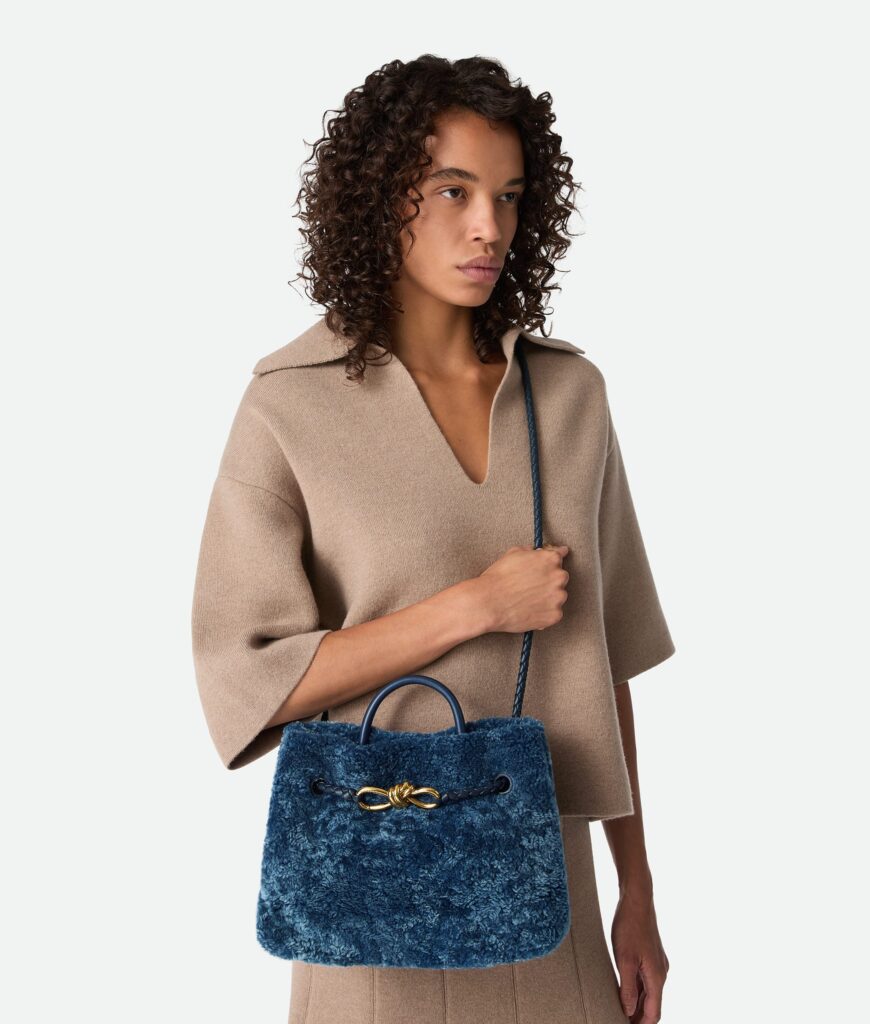 Bottega Veneta - Andiamo Small Shearling - Ocean