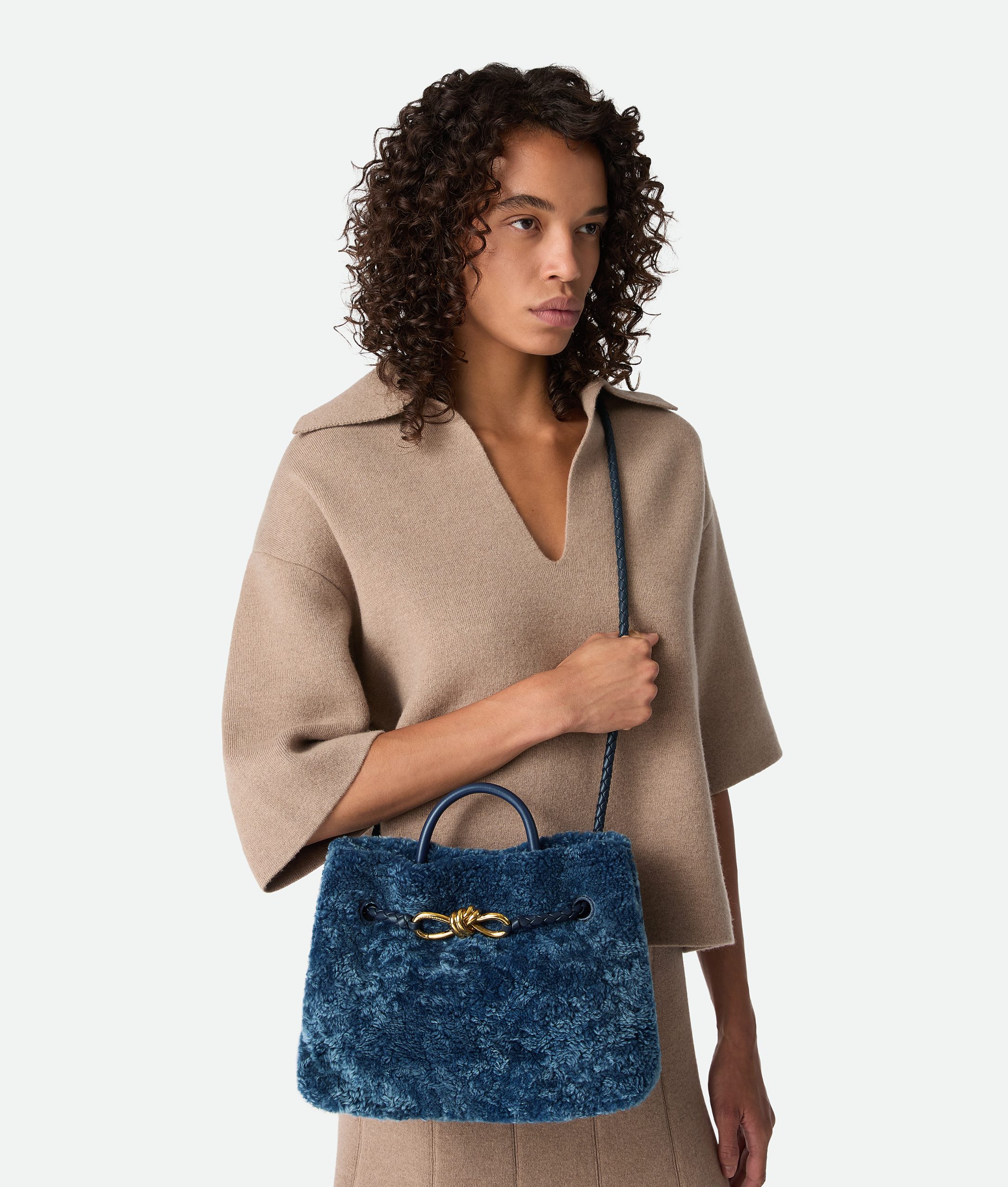Bottega Veneta - Andiamo Small Shearling - Ocean - Image 8