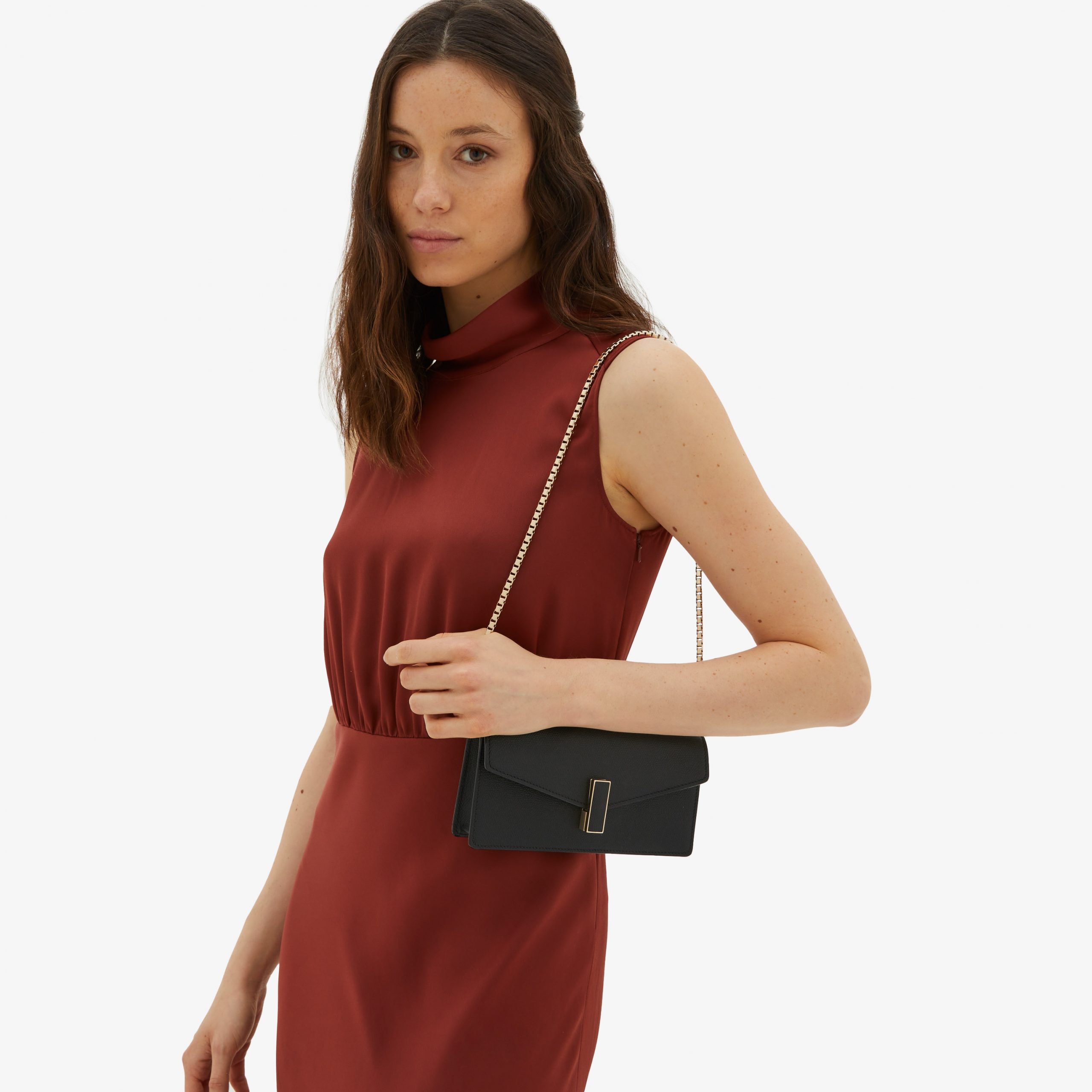 Valextra - Iside Clutch With Chain - Black - Image 7