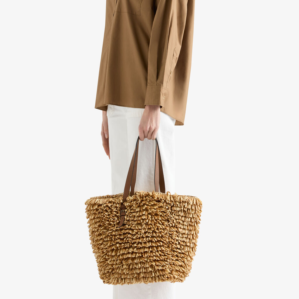 Valextra - Wavy Raffia Tote Bag - Beige