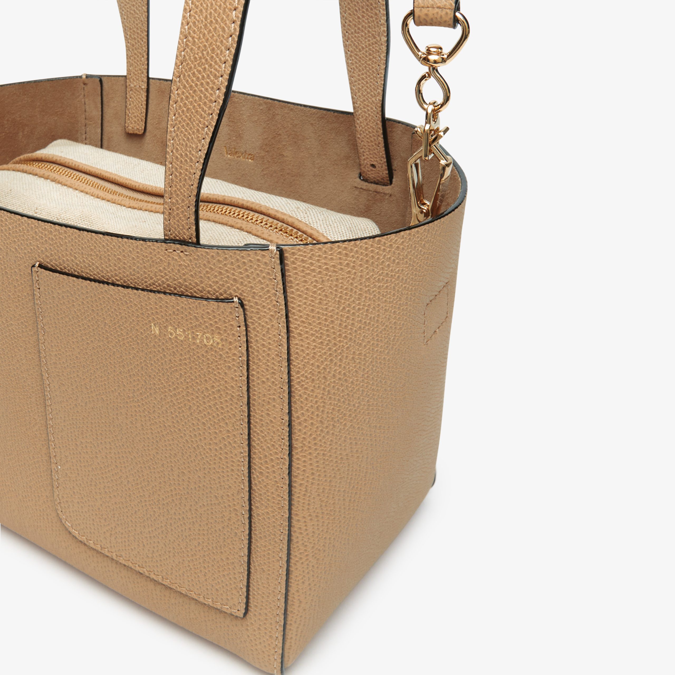 Valextra - Soft Bucket Micro Bag - Beige Cachemire - Image 3