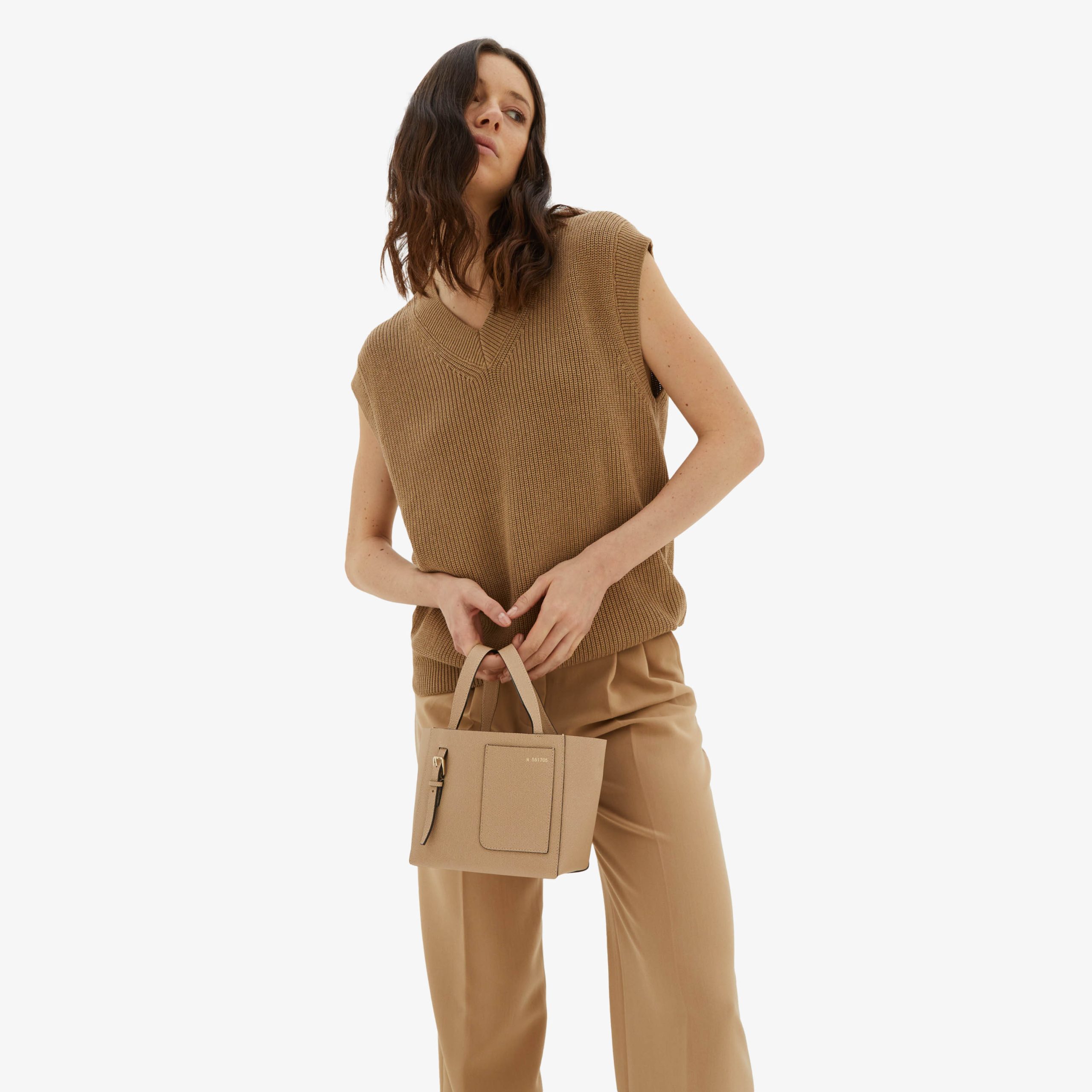 Valextra - Soft Bucket Micro Bag - Beige Cachemire - Image 6