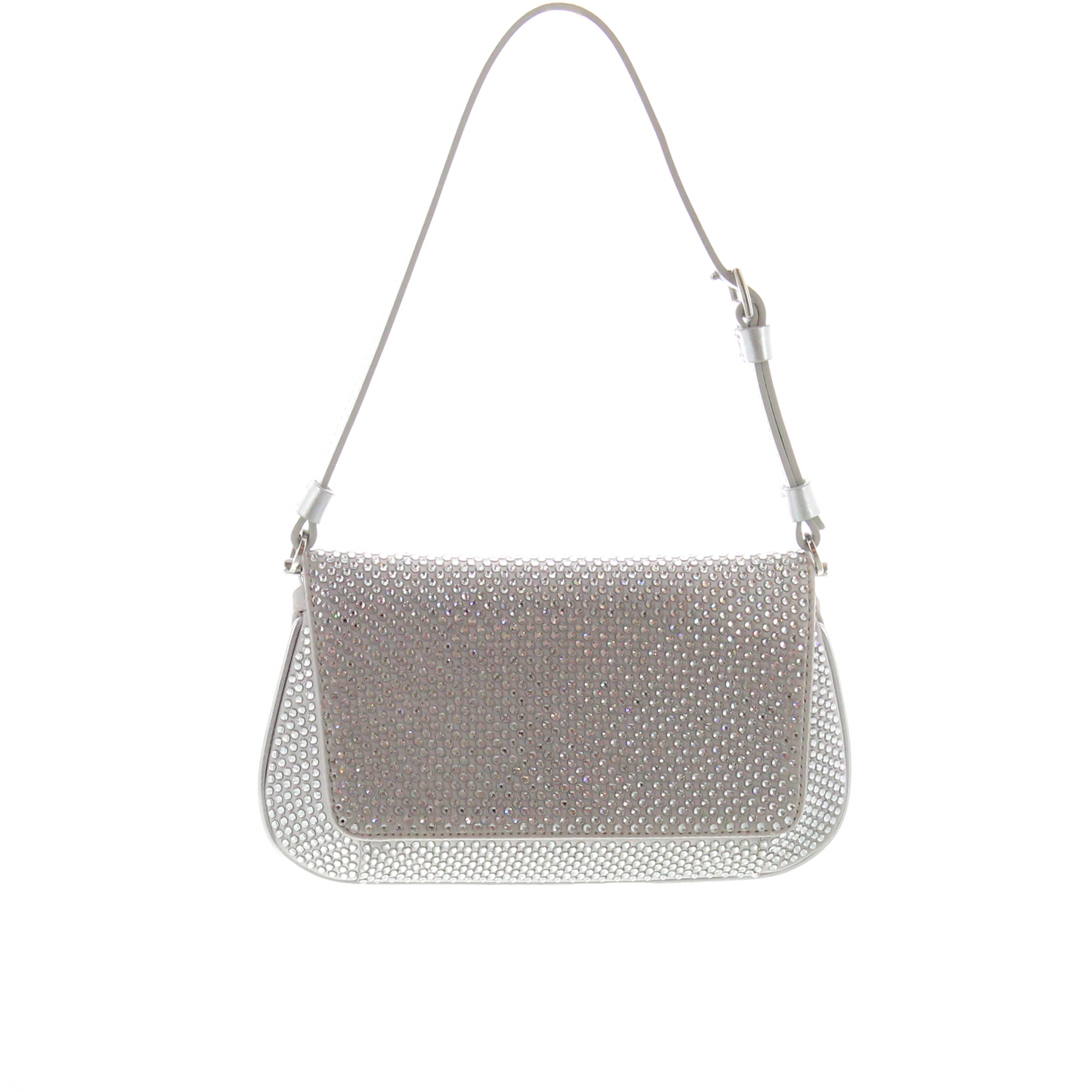 Amina Muaddi - Ami Mini Silver Satin with White Crystals - Image 4