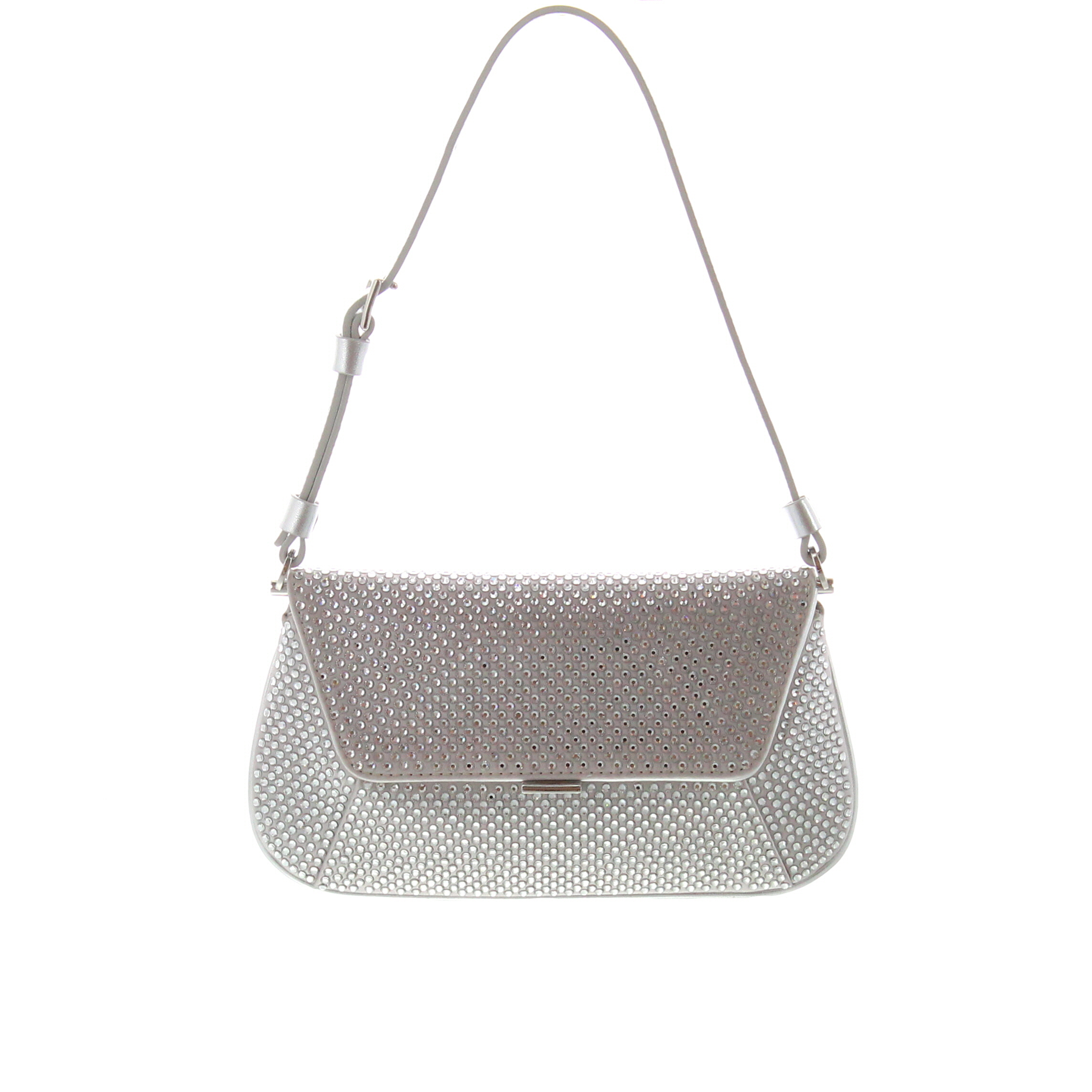 Amina Muaddi - Ami Mini Silver Satin with White Crystals - Image 1