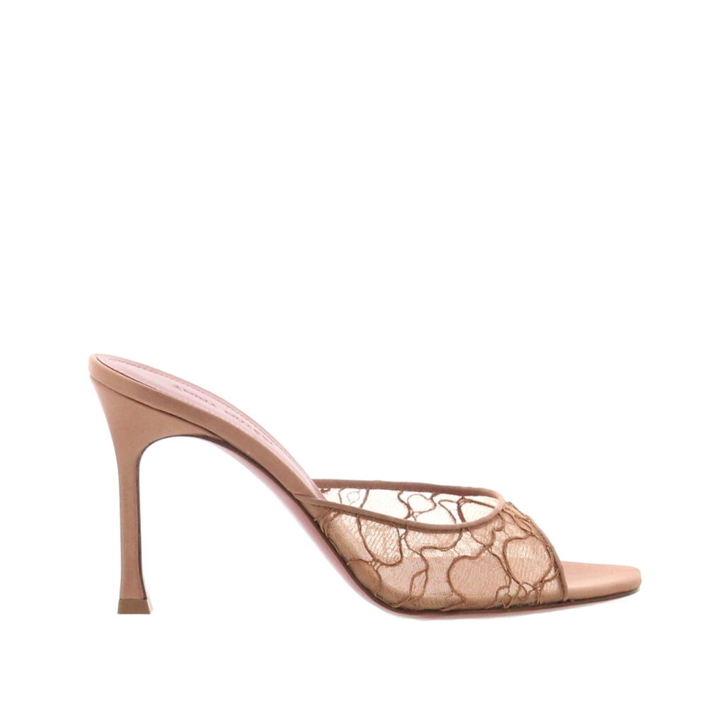 Amina Muaddi - Alexa Slipper - Lace Latte