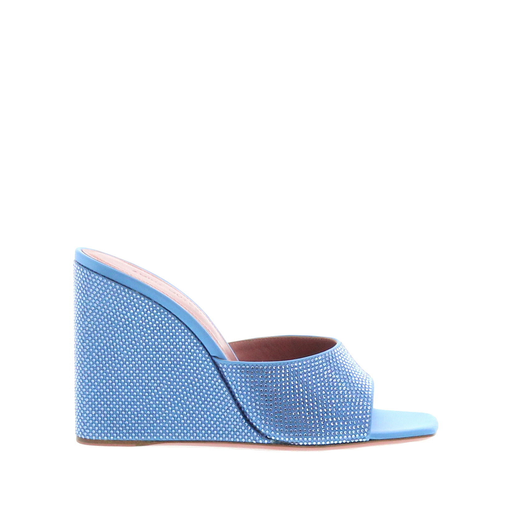 Amina Muaddi - Lupita Crystal Wedge Baby Blue - Image 2