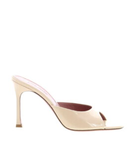 Amina Muaddi - Alexa Slipper - Patent Champagne - Image 1