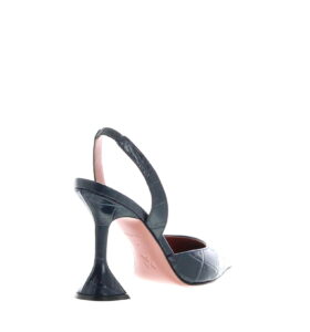 Amina Muaddi - Holli Slingback - Navy Croc - Image 4